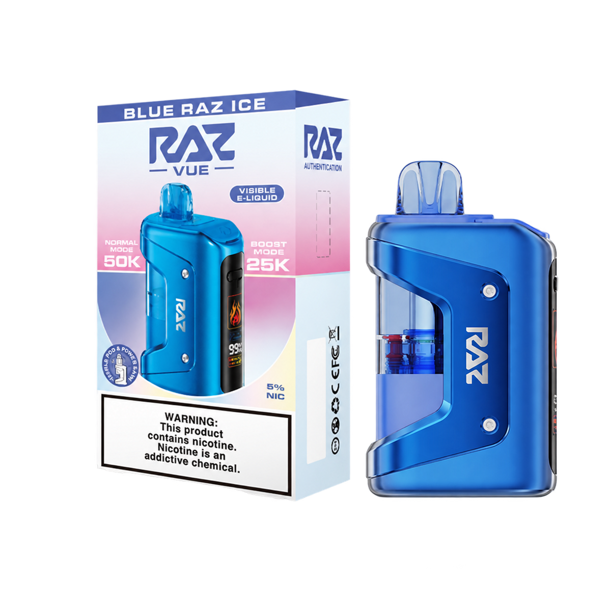 RAZ VUE 50K Blue RAZ ICE Disposable FULL KIT
