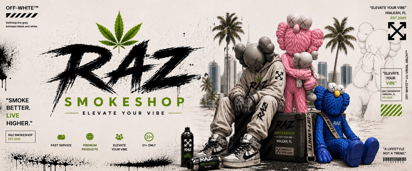RAZ artwork with black lettering, palm trees, and gray, pink and blue characters