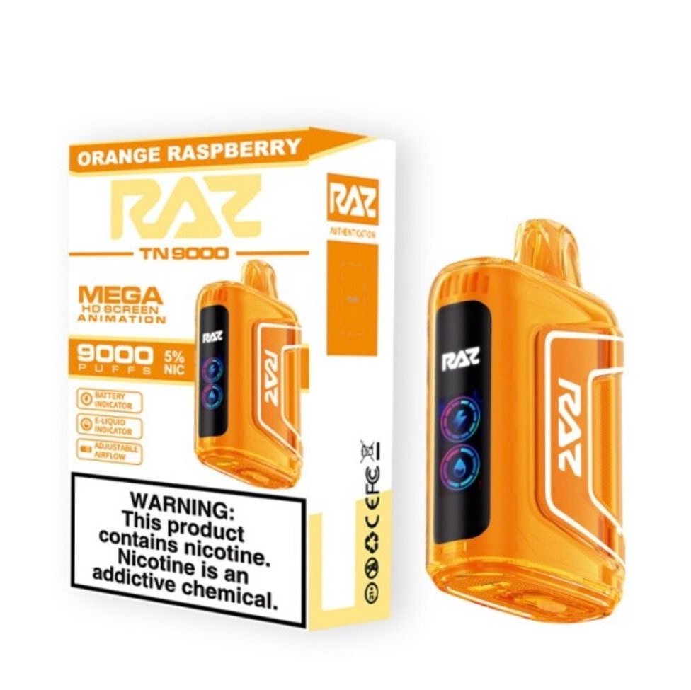 RAZ VAPE 9000 ORANGE RAPSBERRY - RAZ SMOKESHOP