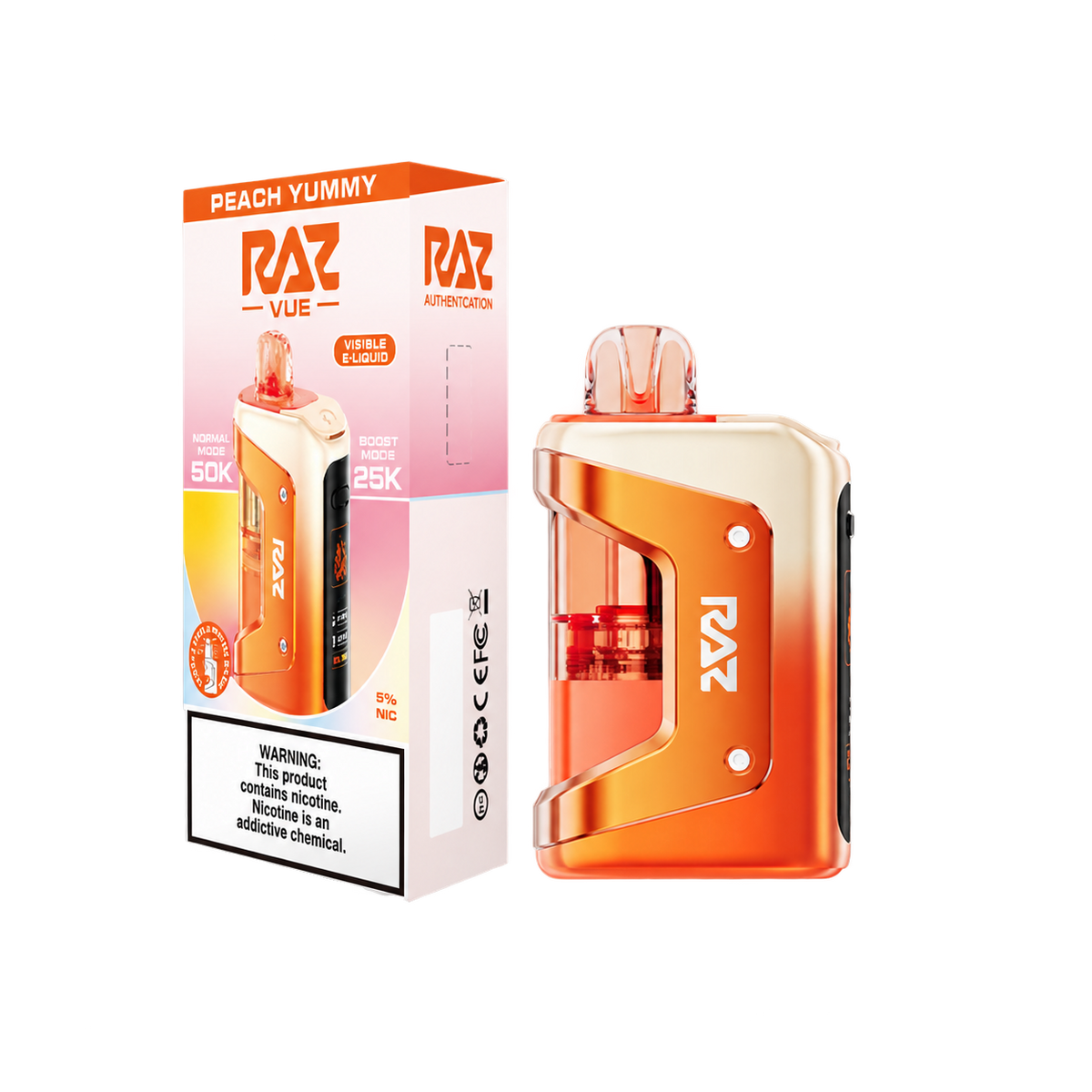 RAZ VUE 50K Peach Yummy Disposable FULL KIT