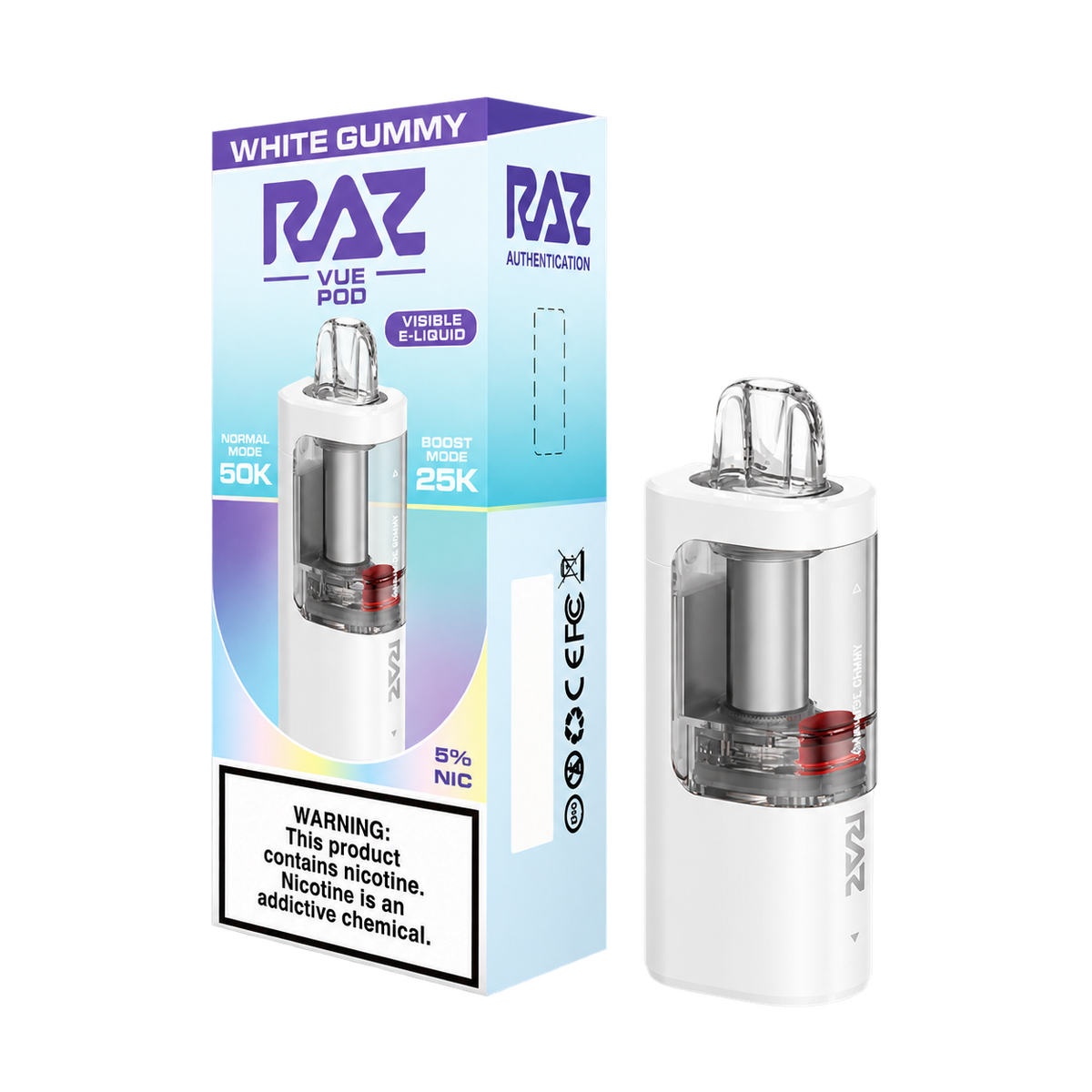 RAZ VUE 50K White Gummy Disposable Pods